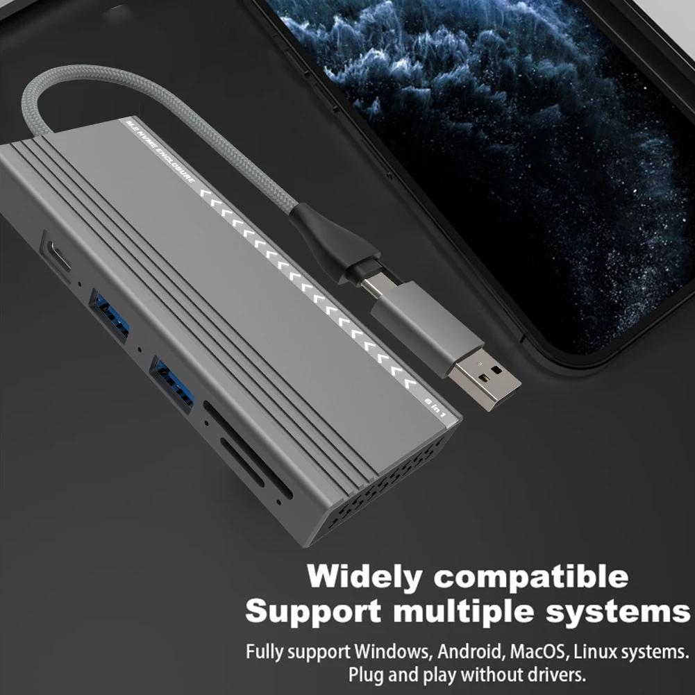 ƮϿ M.2 NVMe/SATA ϵ ̺ ̽, USB C Ÿ , 10Gbps ָ Ʈ ̺, 2 USB 2.0 Ʈ, SD/TF ī , 5 in 1